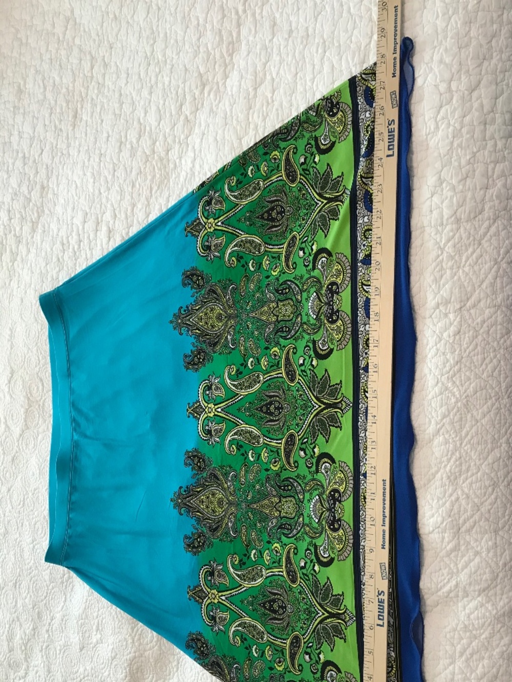 Lightweight & flowy Versona midi skirt in turquoise blue & green paisley (S) - Picture 6 of 16